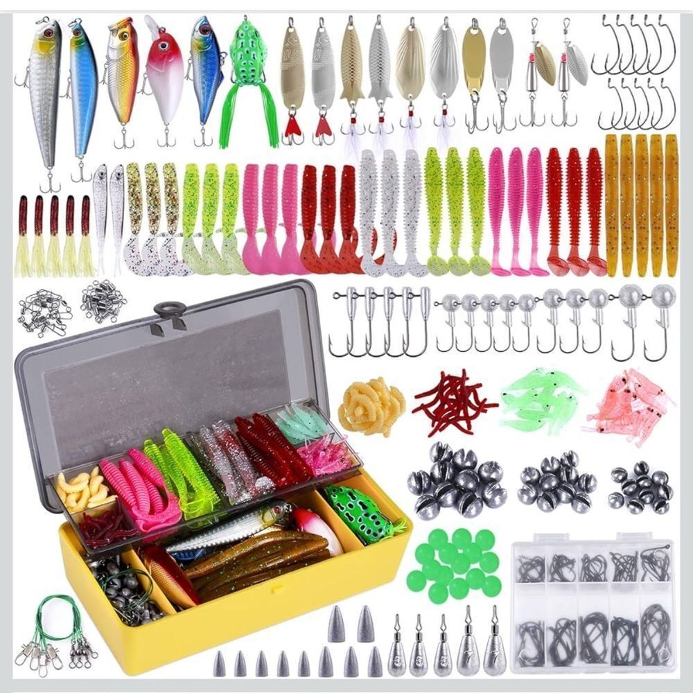 Fishing Lures Kit 302pcs Crankbaits Spinnerbaits Worms Jigs w Tackle Box - Picture 4 of 6